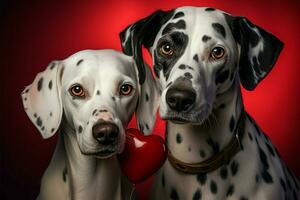 une paire de Dalmatiens actions une liaison de l'amour et camaraderie ai généré photo