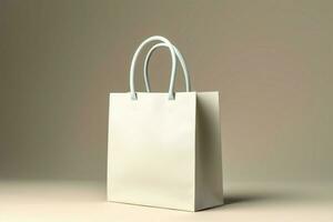 beige réglage compléments une pratique blanc papier sac avec manipuler ai généré photo