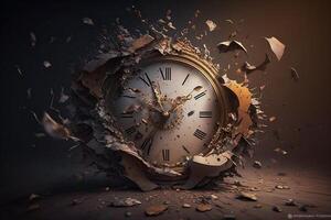 dynamique et évoluant temps concept avec une horloge, génératif ai photo