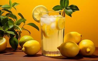 une professionnel photo de une verre de limonade, génératif ai