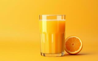 un illustration de une verre rempli avec Orange jus, établi en utilisant irréel moteur, génératif ai photo