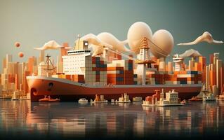une professionnellement conçu Contexte image de une navire avec une étourdissant paysage marin, génératif ai photo