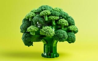 lego ouvré dans une brocoli forme, génératif ai photo