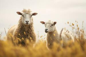 chèvre avec agneau génératif ai photo