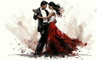 graphique encre La peinture de tango dansant couple. génératif ai photo
