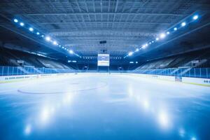 capturer un vide la glace patinoire arène. génératif par ai photo