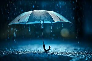 dansant dans le pluie en dessous de le transparent parapluie. génératif par ai photo
