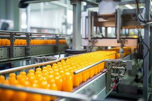 convoyeur dans sucré l'eau Orange traitement. génératif par ai photo