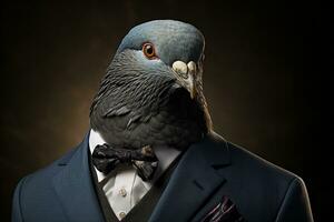 Pigeon robe code dans le Urbain affaires monde. génératif par ai photo