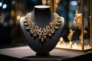 dévoile luxe dans le bijoux boutique une gemme extravagance. génératif par ai photo