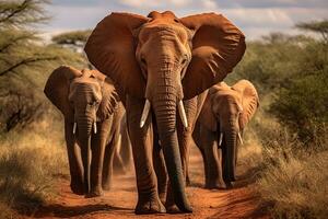 troupeau de éléphants dans la nature. génératif par ai photo