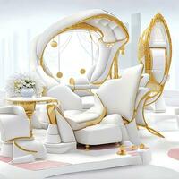 photo luxe moderne mariage style futuriste un événement chaise ai généré