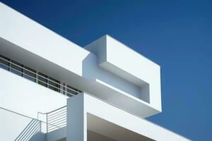 géométrique bâtiment dans minimaliste et lisse style avec brillant et doux éclairage. ai généré photo