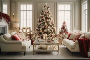 hiver Accueil décor. Noël rustique intérieur. ferme décorer style. ai généré photo