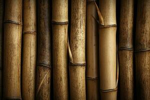 vieux marron Ton bambou planche clôture texture. ai généré photo