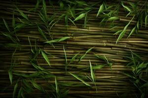 vert Ton bambou planche clôture texture. bambou radeau. ai généré photo
