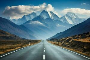 route dans le montagnes. paysage avec asphalte route dans le montagnes. ai généré pro photo