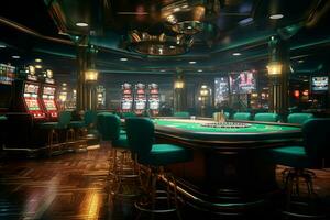 casino intérieur avec roulette tableau. 3d rendre illustration. ai généré pro photo