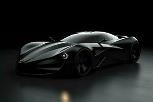 noir des sports voiture coupe sur une noir Contexte. 3d rendre. ai généré pro photo