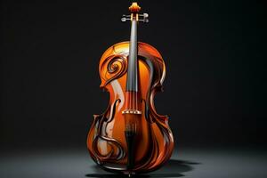 3d rendre de classique violon sur foncé Contexte. 3d illustration. ai généré pro photo