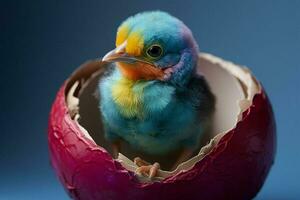 coloré bébé oiseau dans un Oeuf coquille. ai généré pro photo