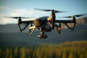 drone avec numérique caméra en volant dans le ciel. ai généré pro photo