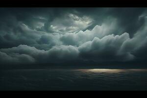 paysage nuageux, vue de le des nuages de le fenêtre de un avion. ai généré pro photo