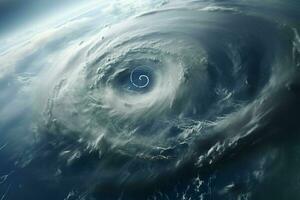 fantastique vue de le mer de une avion. spectaculaire scène. aérien vue de bleu ciel et des nuages avec tornade. 3d rendre. ai généré pro photo