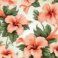 tropical hibiscus fleurs et paume feuilles Contexte. ai généré gratuit photo