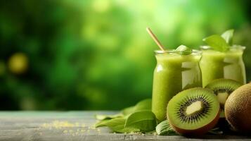 en bonne santé kiwi fruit smoothies.génératifs ai. photo