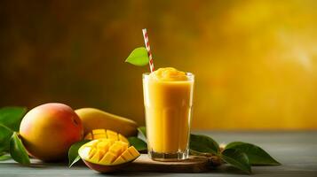 en bonne santé mangue fruit smoothies.génératifs ai. photo