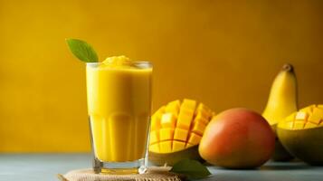 en bonne santé mangue fruit smoothies.génératifs ai. photo