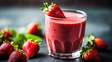 en bonne santé fraise fruit smoothies.génératifs ai. photo