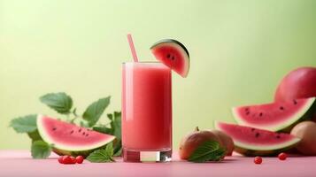 en bonne santé pastèque fruit smoothies.génératifs ai. photo