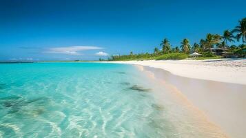 magnifique mer plage avec blanc sablonneux plage.générative ai. photo