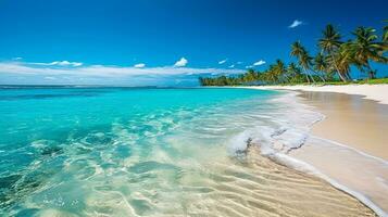 magnifique mer plage avec blanc sablonneux plage.générative ai. photo