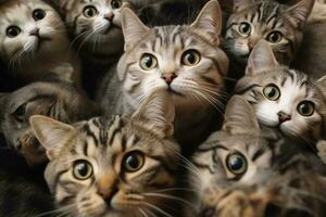 portraits groupe de chats marrant visages.génératif ai. photo