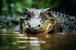 crocodile dans le rivière.générative ai. photo