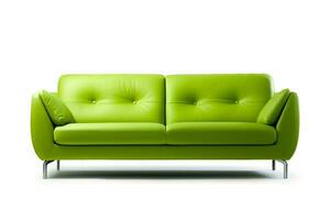 vert canapé moderne isolé sur blanc arrière-plan.génératif ai. photo