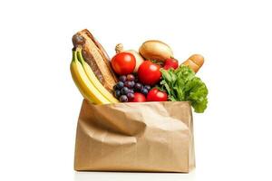 achats Sacs avec des fruits et des légumes isolé sur blanc arrière-plan.génératif ai. photo