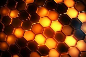 abstrait hexagone avec embrasé lumières arrière-plan.génératif ai. photo