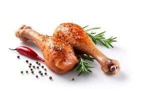 brut poulet jambes avec épices isolé sur blanc arrière-plan.génératif ai. photo