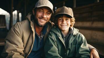 homme et fils sur base-ball Jeu photo