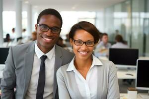 affaires couple souriant dans un Bureau photo