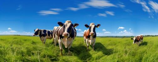 vaches dans été vert Prairie photo