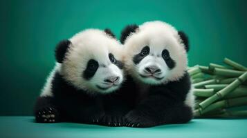 mignonne Panda sur Naturel Contexte photo