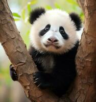 mignonne Panda sur Naturel Contexte photo