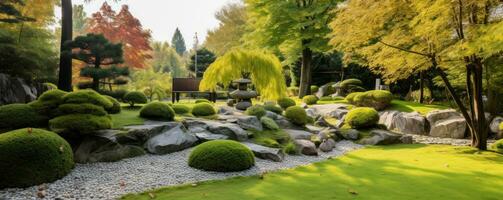 un élégant jardin à se détendre dans le été photo