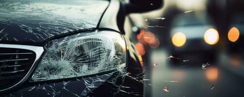 une voiture étant endommagé dans le route photo