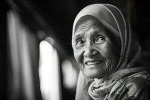 Sénior femme souriant dans un après midi photo